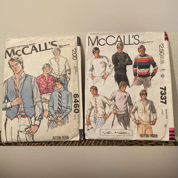 Vintage Lot 1979, 1980 McCall’s Men’s Shirt Patterns, In Excellent Condition - Picture 1 of 5